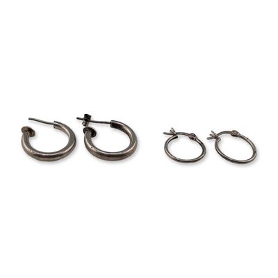 Sale Photo Thumbnail #344: Two Pairs of Sterling Silver Hoop Earrings