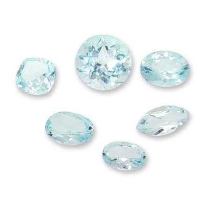 Sale Photo Thumbnail #9: Collection of Six Mixed Cut Blue Topaz Gemstones