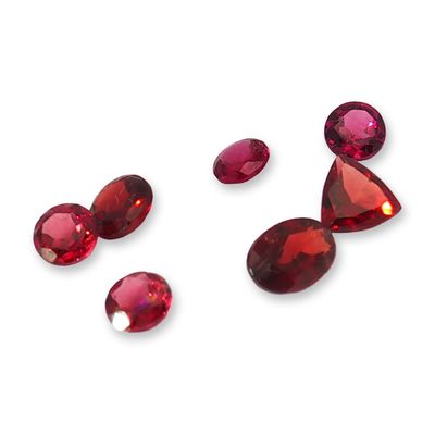 Sale Photo Thumbnail #367: 7pc Red Garnet Gemstones in Vatious Shapes and Sizes
