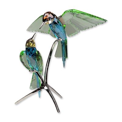Sale Photo Thumbnail #219: Swarovski Crystal Paradise Bird Sculpture,  Bee-Eaters Peridot