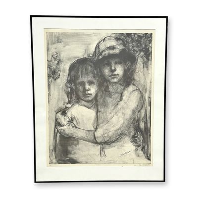 Sale Photo Thumbnail #147: Edith Nachbar, Sisters, Artist's Proof Lithograph
