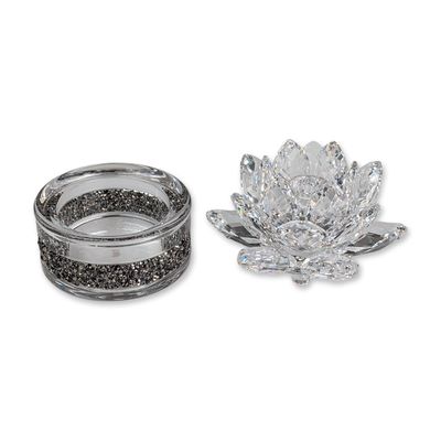 Sale Photo Thumbnail #233: Two Swarovski Crystal Waterlily Rosaline Candle and Tea Light Holder