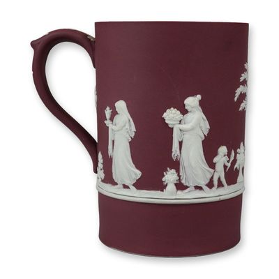 Sale Photo Thumbnail #7: Wedgwood Crimson Jasperware Dip Neoclassical Mug