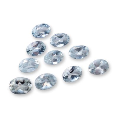 Sale Photo Thumbnail #372: Group of Ten Oval Faceted Aquamarine Loose Gemstones