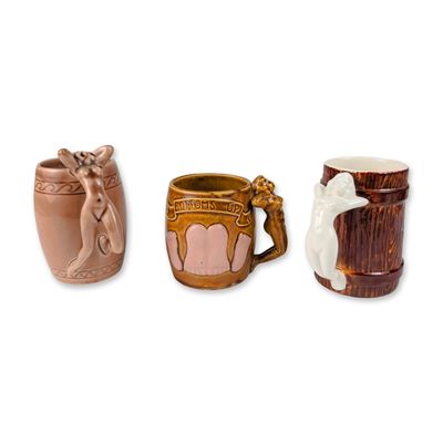 Sale Photo Thumbnail #337: 3pc Erotic Nude Handle Ceramic Mugs