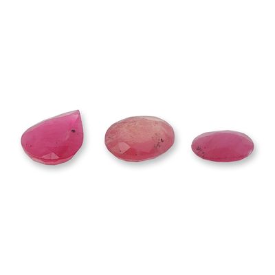 Sale Photo Thumbnail #211: Three Loose Purplish Red Mixed Shape Gemstones