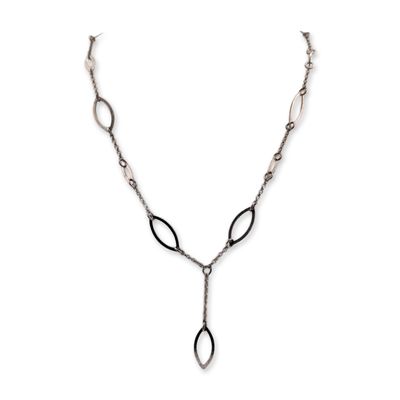 Sale Photo Thumbnail #349: Sterling Silver Y-Style Open Marquise Station Necklace