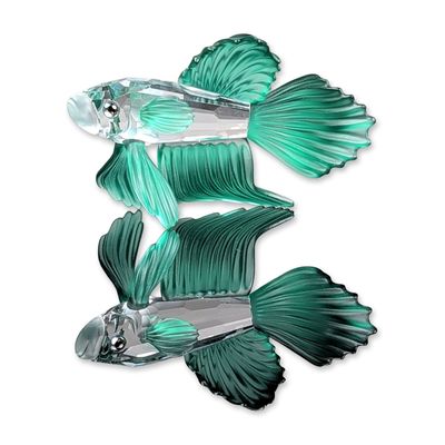 Sale Photo Thumbnail #412: Swarovski Green Siamese Fighting Fish Crystal Figurine