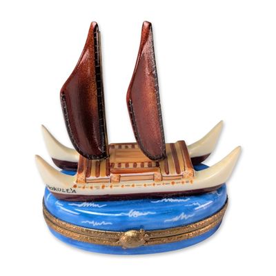 Sale Photo Thumbnail #153: Carenton Porcelaine Limoges Hokulea Voyaging Canoe Trinket Box
