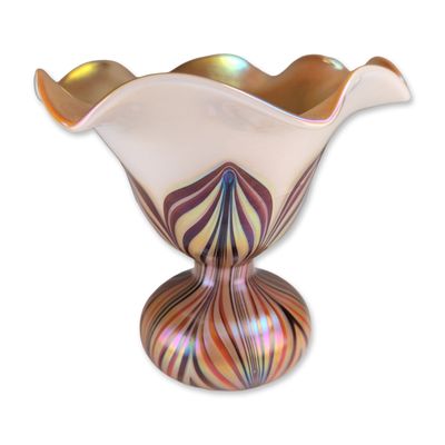 Sale Photo Thumbnail #83: Lundberg Studios Iridescent Pulled Feather Glass Art Vase