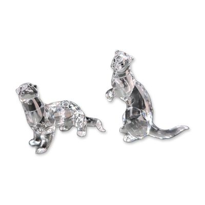 Sale Photo Thumbnail #239: Swarovski Crystal Otters Pair Figurines