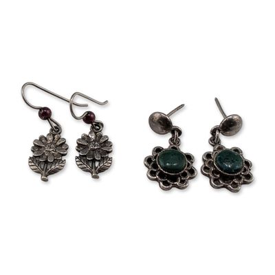 Sale Photo Thumbnail #345: Two Pairs of Vintage Sterling Silver and 950 Silver Dangle Earrings