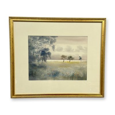 Sale Photo Thumbnail #333: Mariano Ortuzar (Chilean, b. 1900), Original Watercolor Landscape on Paper