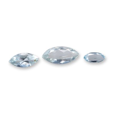 Sale Photo Thumbnail #371: Trio of Marquise Cut Blue Aquamarine Gemstones