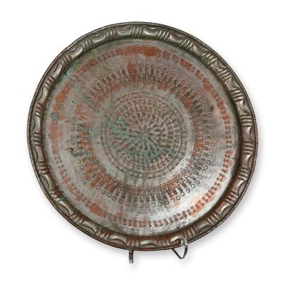 Sale Photo Thumbnail #150: Middle Eastern Hand-Hammered Tinned Copper Tray