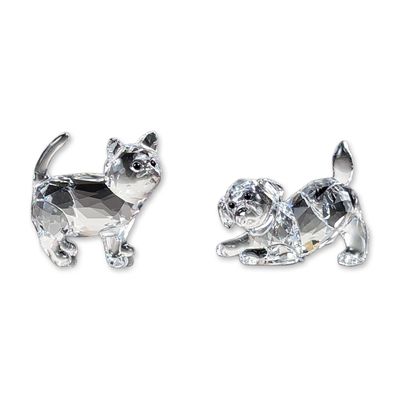 Sale Photo Thumbnail #234: 2pc Swarovski Crystal Kitten and Puppy Figurines
