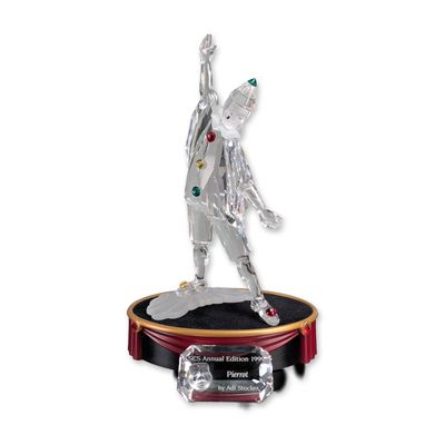 Sale Photo Thumbnail #428: 3pc Swarovski 1999 SCS Pierrot Crystal Figurine w/ Stand & Plaque