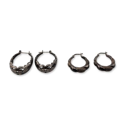 Sale Photo Thumbnail #159: Two Pairs of Sterling Silver Hoop Earrings