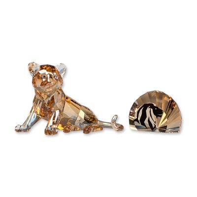 Sale Photo Thumbnail #50: 2pc Swarovski SCS 2010 Crystal Tiger Cub Sitting and Plaque