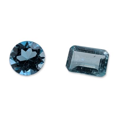 Sale Photo Thumbnail #210: Two Loose Faceted Blue Gemstones