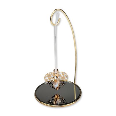 Sale Photo Thumbnail #262: 2pc Swarovski Golden Shadow Crystal Heart Ornament and Stand