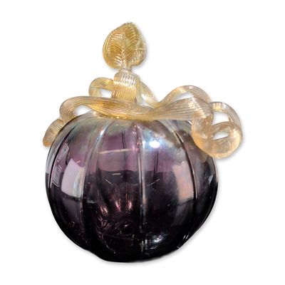 Sale Photo Thumbnail #279: Steven Lundberg (American 1953-2008) Amethyst Art Glass Pumpkin
