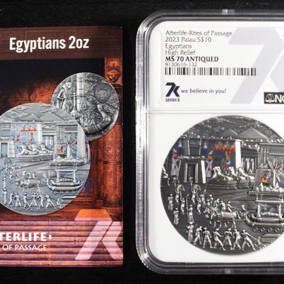 Sale Photo Thumbnail #22: 2023 PALAU EGYPTIAN AFTERLIFE HIGH RELIEF NGC MS70