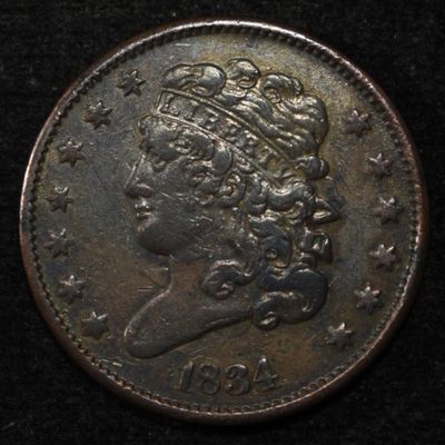 Sale Photo Thumbnail #32: 1834 HALF CENT AU