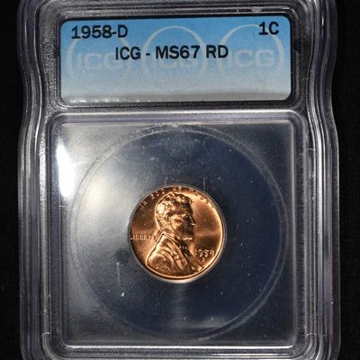 Sale Photo Thumbnail #193: 1958-D WHEAT CENT ICG MS67 RD