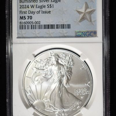 Sale Photo Thumbnail #397: 2024-W AMERICAN SILVER EAGLE NGC MS70 BURNISHED