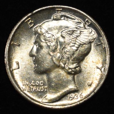 Sale Photo Thumbnail #234: 1936 MERCURY DIME FB SUPERB GEM BU