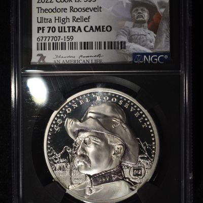 Sale Photo Thumbnail #25: 2022 COOK ISLANDS ROOSEVELT NGC PF70 ULTRA CAMEO