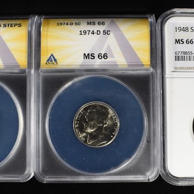Sale Photo Thumbnail #221: (3) GRADED NICKELS LOT