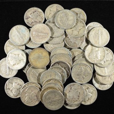 Sale Photo Thumbnail #332: (50) MERCURY DIMES
