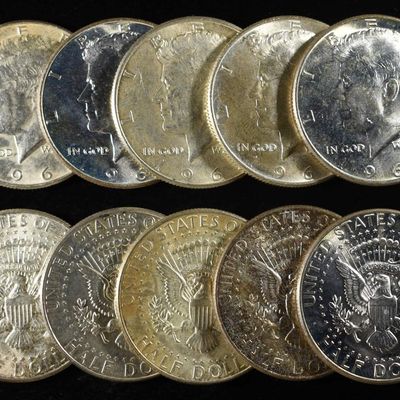 Sale Photo Thumbnail #157: (10) KENNEDY HALF DOLLARS 90% SILVER