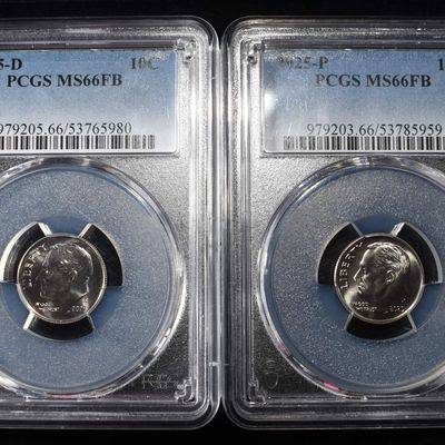Sale Photo Thumbnail #240: 2025-P & D ROOSEVELT DIMES PCGS MS66 FB