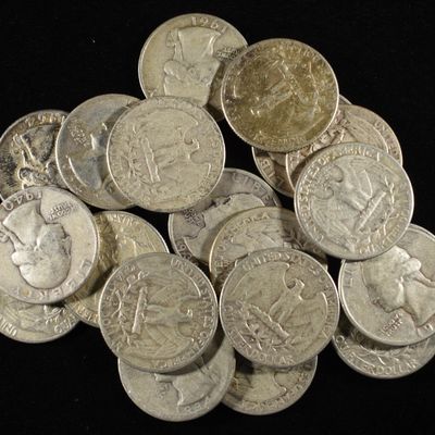 Sale Photo Thumbnail #334: (20) 90% SILVER WASHINGTON QUARTERS