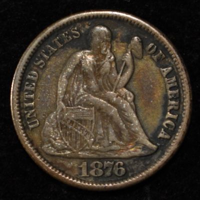 Sale Photo Thumbnail #227: 1876-CC LIBERTY SEATED DIME NICE ORIG AU/UNC