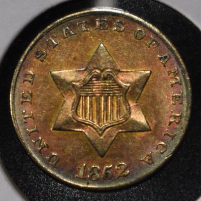 Sale Photo Thumbnail #201: 1852 3-CENT SILVER GEM BU TONED