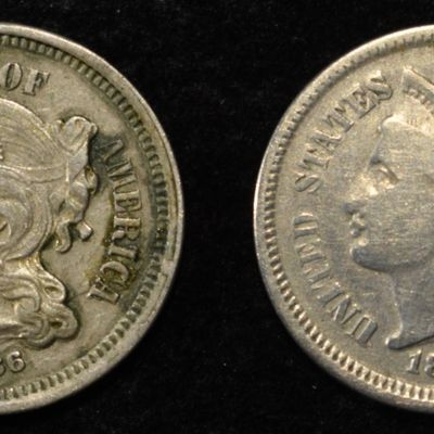 Sale Photo Thumbnail #74: 1865 & 1866 3-CENT NICKELS