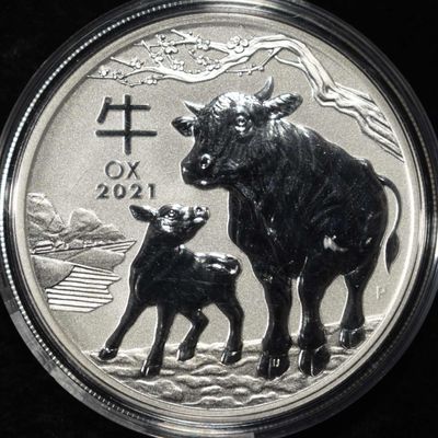 Sale Photo Thumbnail #400: 2021 LUNAR YEAR OF THE  OX 1 OZ .999 SILVER ROUND