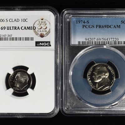 Sale Photo Thumbnail #223: (2) PCGS GRADED COINS & (2) NGC GRADED COINS