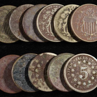 Sale Photo Thumbnail #149: (11) SHIELD NICKELS