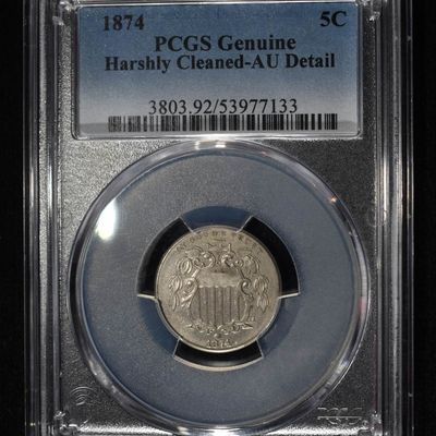 Sale Photo Thumbnail #207: 1874 SHIELD NICKEL PCGS GENUINE