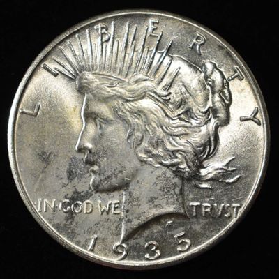 Sale Photo Thumbnail #384: 1935 PEACE DOLLAR AU, SCRATCHES REV