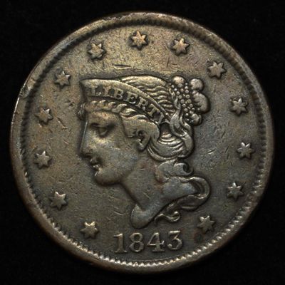 Sale Photo Thumbnail #354: 1843 LARGE CENT XF