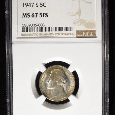 Sale Photo Thumbnail #220: 1947-S JEFFERSON NICKEL NGC MS67 5FS