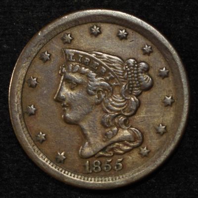 Sale Photo Thumbnail #35: 1855 HALF CENT CH AU