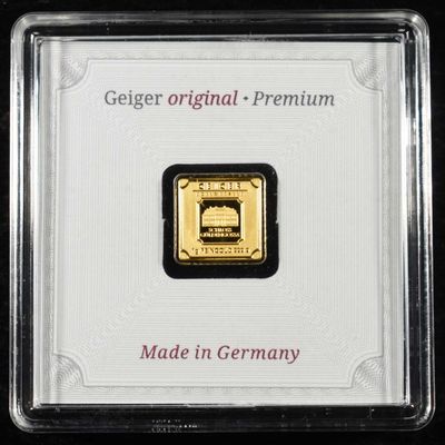 Sale Photo Thumbnail #428: GEIGER 1 GRAM .9999 GOLD SQUARE