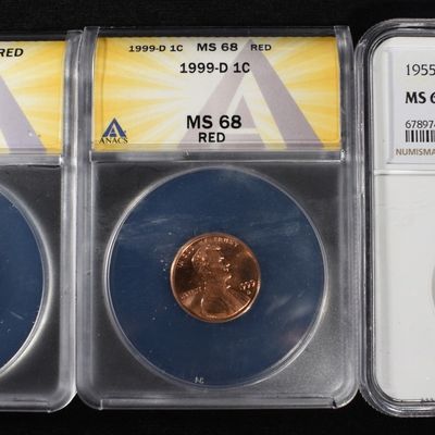 Sale Photo Thumbnail #187: (3) GRADED LINCOLN CENTS